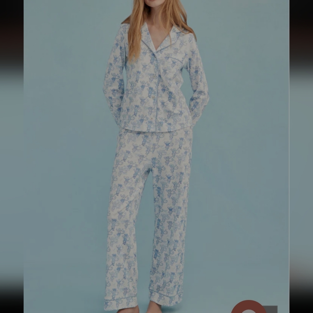 Roller Rabbit X LoveShackFancy Pastiche De Monkey Women's Long Sleeve Polo Pajam